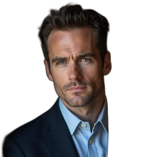 face, hair, jacket, staff transparent PNG cut-out