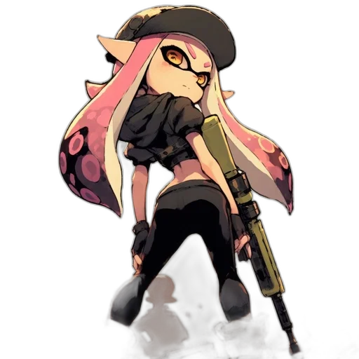 weapon, jacket, staff, hat transparent PNG cut-out