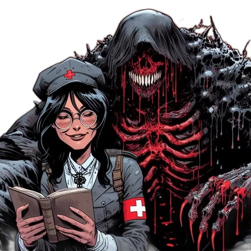 comic book art, concept art, brooding, setting transparent PNG cut-out