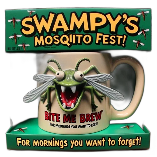 oversized, mosquito-shaped, coffee, mug transparent PNG cut-out