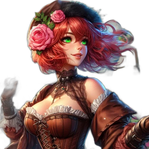 dress, crown, flower, face transparent PNG cut-out