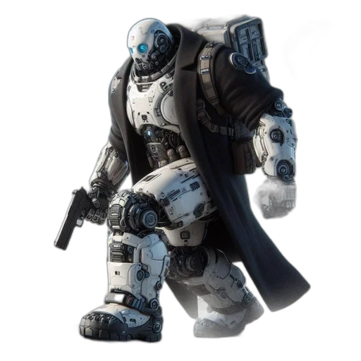 robot, weapon, concept art, 3d render transparent PNG cut-out