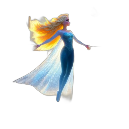 dress, hair, staff, flower transparent PNG cut-out