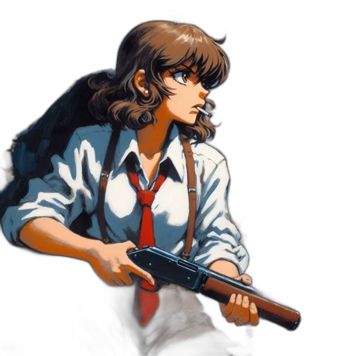 weapon, staff, jacket, anime transparent PNG cut-out