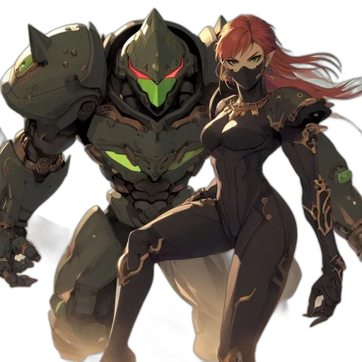 concept art, comic book art, cyberpunk, green transparent PNG cut-out