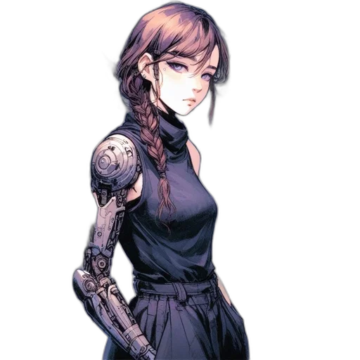 dress, staff, robot, weapon transparent PNG cut-out