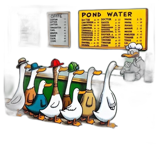line, ducks, waits, order transparent PNG cut-out