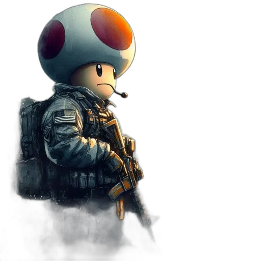 weapon, robot, jacket, staff transparent PNG cut-out