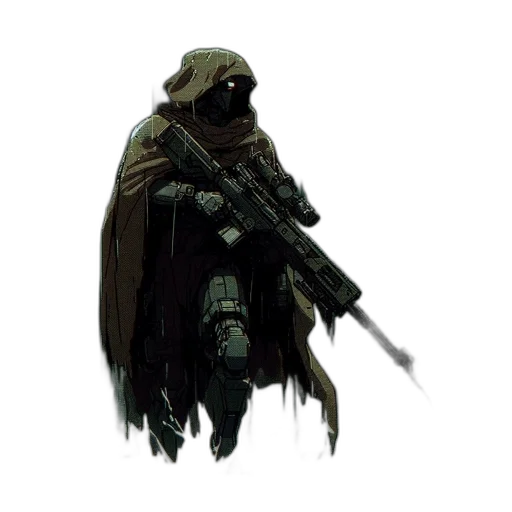 weapon, staff, jacket, mask transparent PNG cut-out