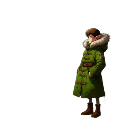 jacket, hat, staff, animal transparent PNG cut-out