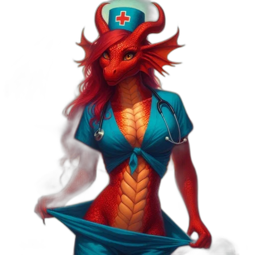 dragon, dress, staff, fantasy art transparent PNG cut-out