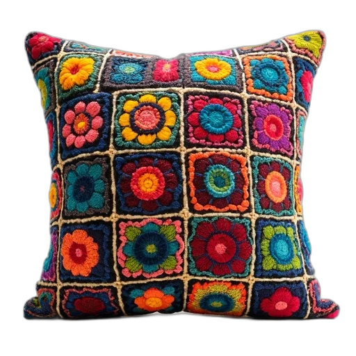 colorful, embroidered, pillow, variety transparent PNG cut-out
