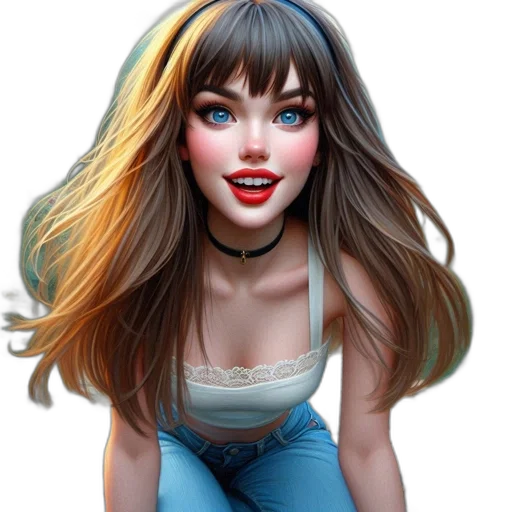 hair, face, jewelry, photorealistic transparent PNG cut-out