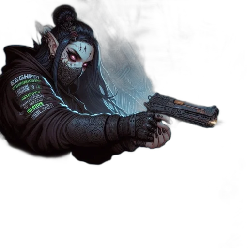 mask, weapon, staff, jacket transparent PNG cut-out