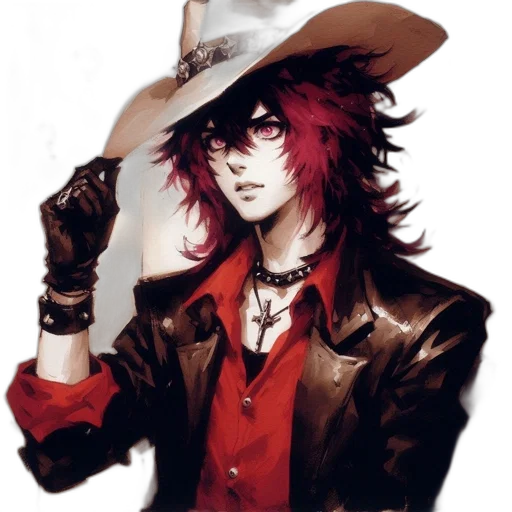 hat, jacket, staff, weapon transparent PNG cut-out