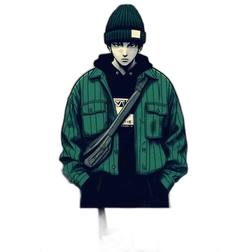 jacket, weapon, hat, staff transparent PNG cut-out