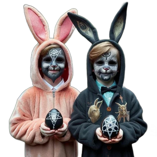 mask, photorealistic, two, children transparent PNG cut-out