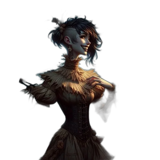 dress, staff, creature, mask transparent PNG cut-out