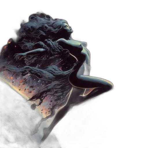 dragon, mask, hair, jacket transparent PNG cut-out