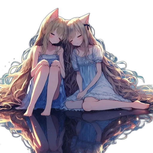 dress, anime, pixel art, watercolor transparent PNG cut-out