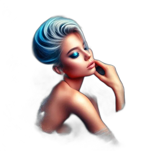 hair, jewelry, face, photorealistic transparent PNG cut-out