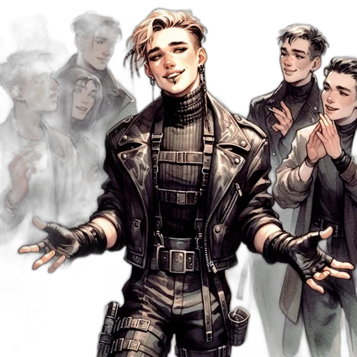 jacket, concept art, cyberpunk, comic book art transparent PNG cut-out