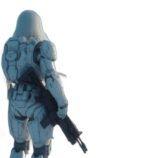 robot, weapon, concept art, 3d render transparent PNG cut-out