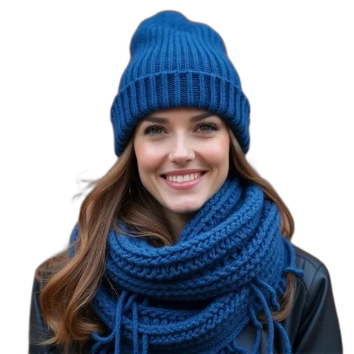 hat, blue, woman, wearing transparent PNG cut-out