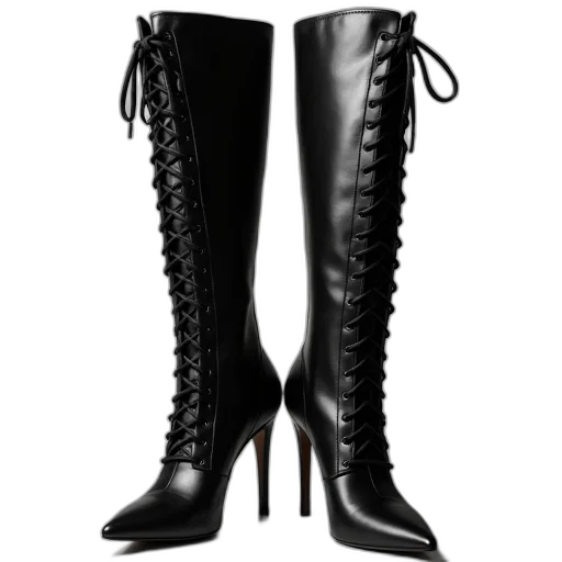 shoes, photorealistic, pair, black transparent PNG cut-out