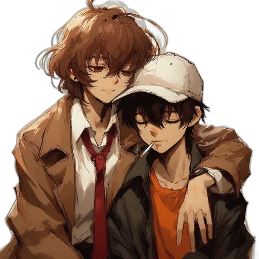 jacket, hat, anime, watercolor transparent PNG cut-out