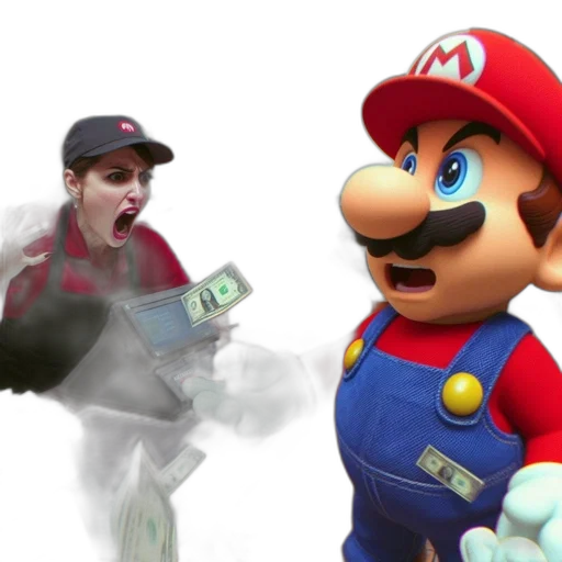 concept art, 3d render, mario, fast-food transparent PNG cut-out