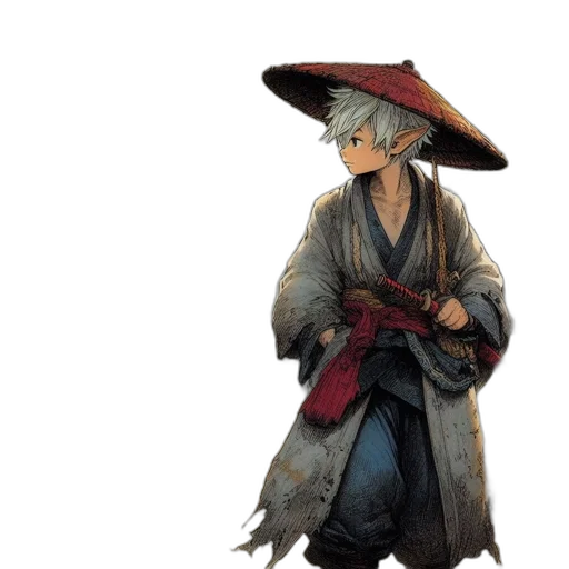 staff, hat, jacket, weapon transparent PNG cut-out