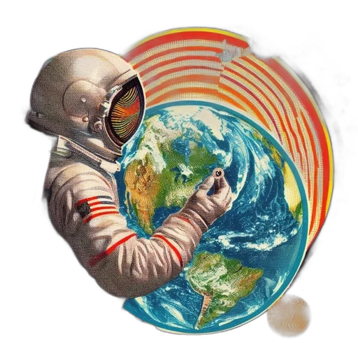 concept art, outer space, earth tones, astronaut transparent PNG cut-out