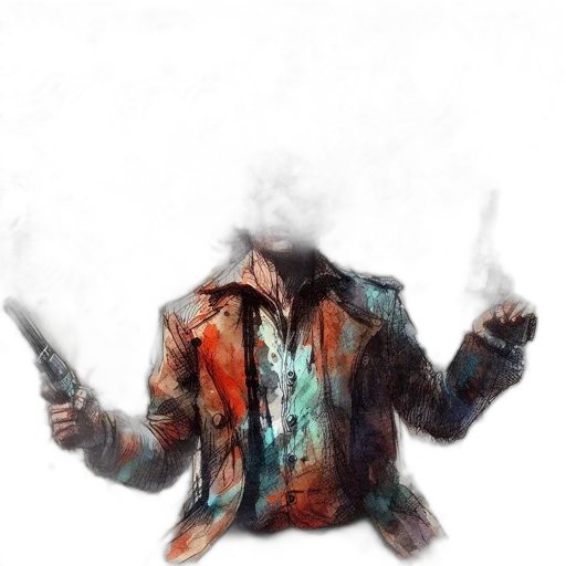 jacket, face, mask, weapon transparent PNG cut-out