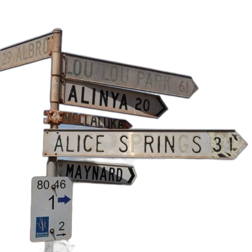 3d render, city street, signpost, directions transparent PNG cut-out