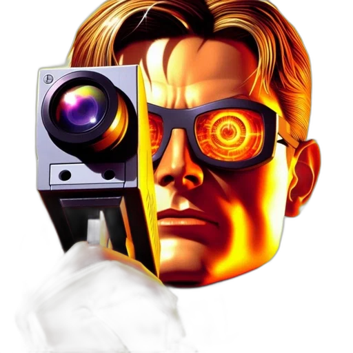 robot, face, staff, weapon transparent PNG cut-out