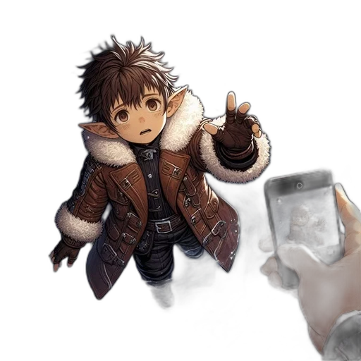 weapon, jacket, creature, staff transparent PNG cut-out