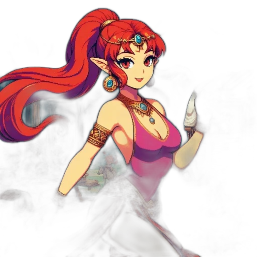 dress, staff, pixel art, fantasy art transparent PNG cut-out