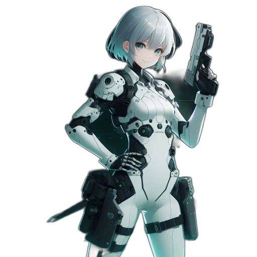 robot, weapon, concept art, cyberpunk transparent PNG cut-out