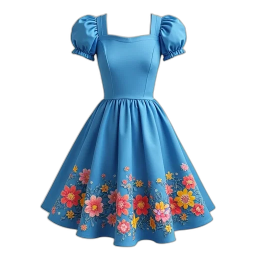 dress, 3d render, blue, fitted transparent PNG cut-out
