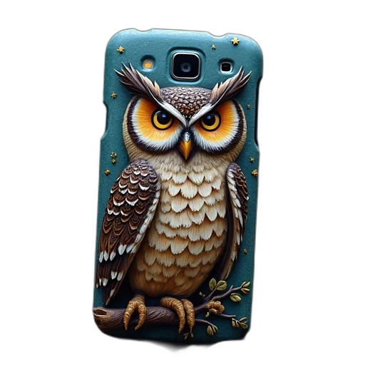 photorealistic, phone, case, owl transparent PNG cut-out