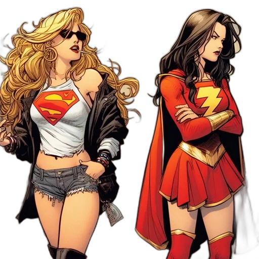 comic book art, concept art, cartoon, two transparent PNG cut-out