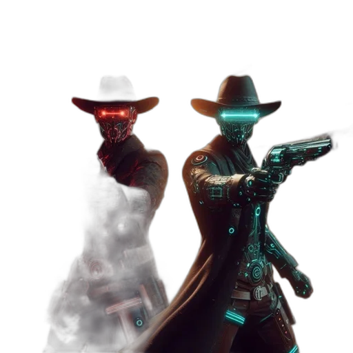 weapon, staff, hat, robot transparent PNG cut-out