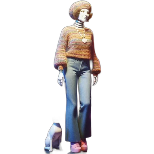 robot, staff, jacket, hat transparent PNG cut-out