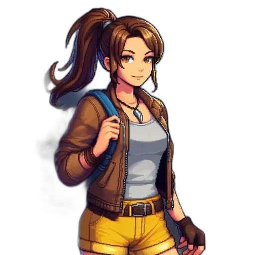 jacket, staff, weapon, pixel art transparent PNG cut-out