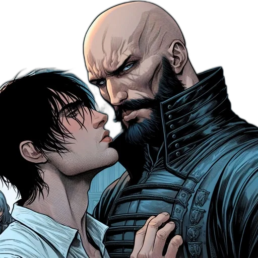 comic book art, two, men, face transparent PNG cut-out