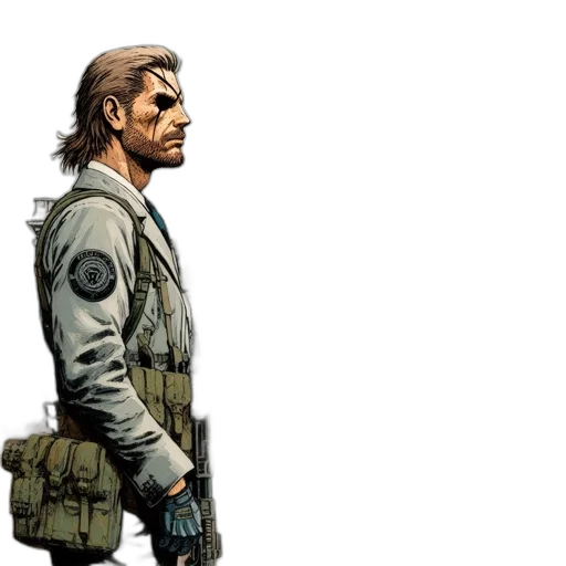 jacket, weapon, staff, comic book art transparent PNG cut-out