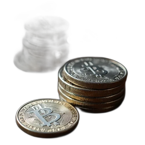 3d render, silver, coins, guest transparent PNG cut-out