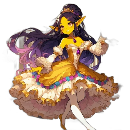 dress, staff, crown, fantasy art transparent PNG cut-out