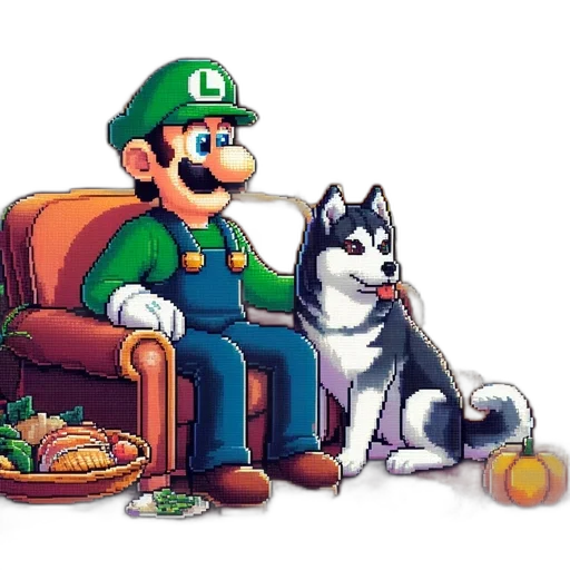 animal, food, furniture, pixel art transparent PNG cut-out